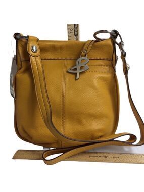 B. Makowsky Yellow Leather Crossbody Bag 9.5” X 9” NWT